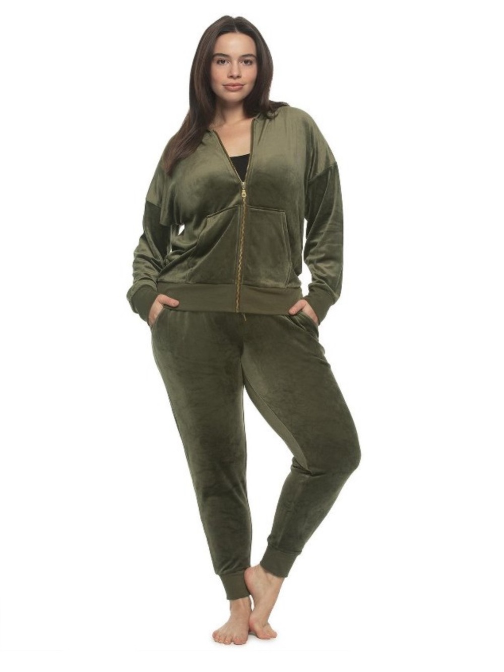 Felina - Womens Velour Zip Hoodie and Jogger Set